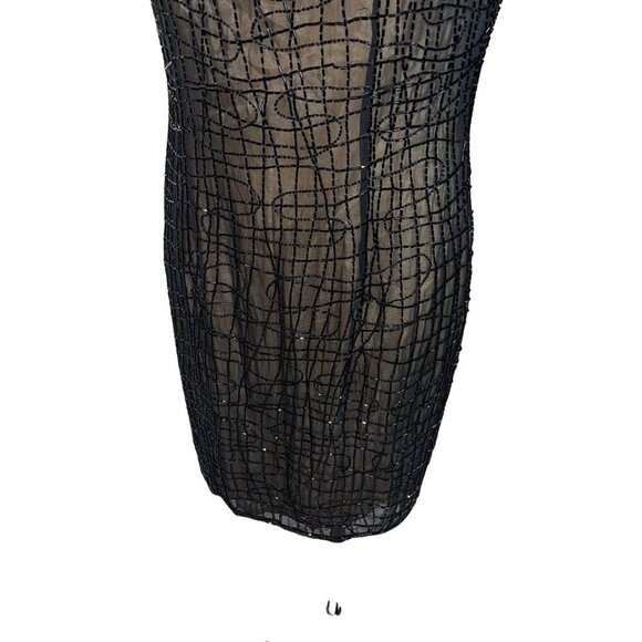 A.J. Bari Womens Dress Black Size 12 Vintage Beaded Shift Pure Silk Cocktail - Picture 9 of 16